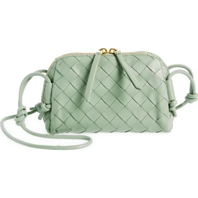 Bottega Veneta Mini Concert Intrecciato Leather Crossbody Bag In 3403 New Sauge-gold