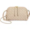 Bottega Veneta Mini Concert Intrecciato Leather Crossbody Bag In 9615 Ecru-gold