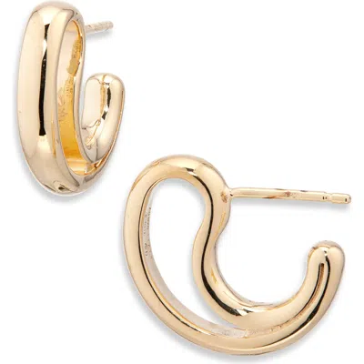 Bottega Veneta Mini Cutout Teardrop Earrings In 8120 Yellow Gold