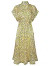 Bottega Veneta Abito In Seta Con Stampa Mini Daisy In Multicolour