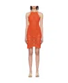 Bottega Veneta Crocheted Cotton-blend Halterneck Mini Dress In Red