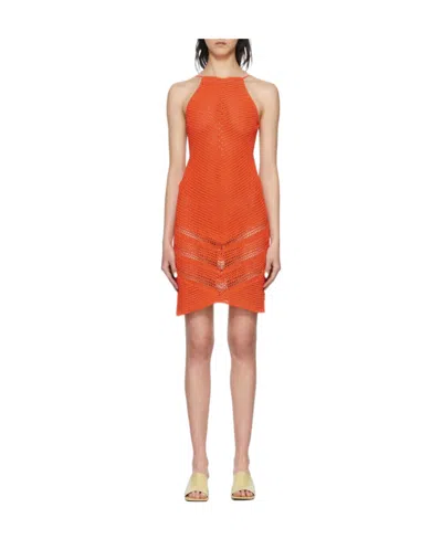 BOTTEGA VENETA LOGO CROCHETED NECK MINI DRESS