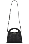 Bottega Veneta Hop Mini Intrecciato Leather Tote Bag In Black & Brass