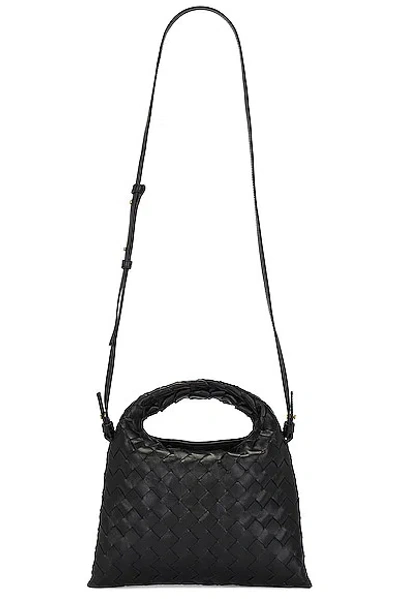 Bottega Veneta Mini Hop Hobo Bag In Black & Brass