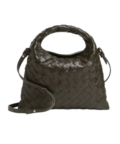 Bottega Veneta Mini Hop Knitted Shoulder Bag In Black