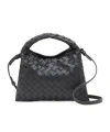 Bottega Veneta Mini Hop Knitted Shoulder Bag In Black