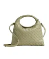 Bottega Veneta Mini Wallace Intrecciato Leather Shoulder Bag In Travertine/brass