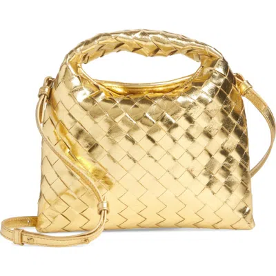 Bottega Veneta Mini Hop Handbag In 8922 Gold/muse Brass