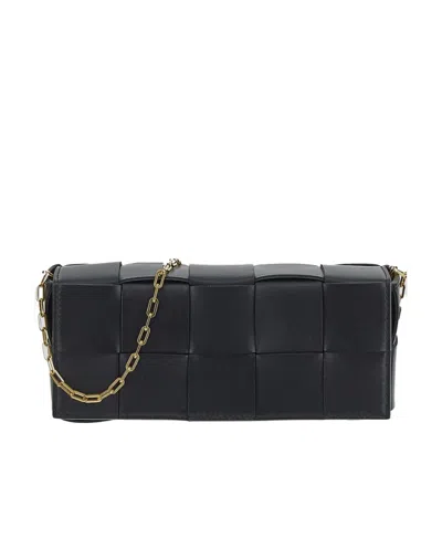 Bottega Veneta Mini Intrecciato Chain Bag In Black