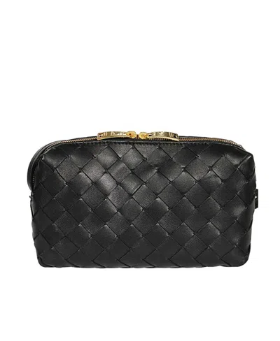 Bottega Veneta Mini Intrecciato Crossbody Bag In Black
