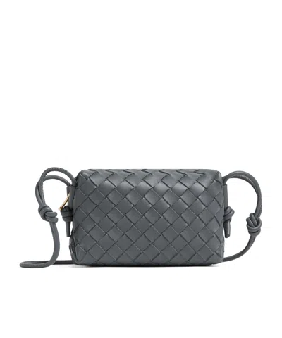 Bottega Veneta Mini Intrecciato Crossbody Bag In Gray