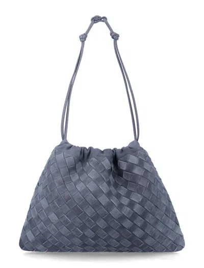 Bottega Veneta Mini Intrecciato Drawstring Handbag - 23cm X 32cm In Blue