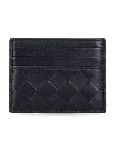 Bottega Veneta Mini Intrecciato Leather Card Case In Black