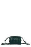 Bottega Veneta Mini Intrecciato Leather Crossbody Bag In Emerald Green/ Gold