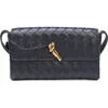 Bottega Veneta Mini Intrecciato Leather Crossbody Bag In Space/brass