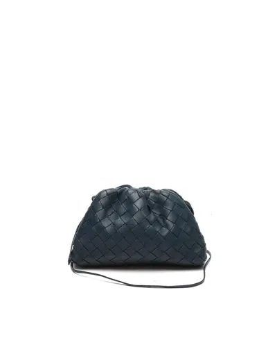 Pre-owned Bottega Veneta Mini Intrecciato The Pouch In Navy
