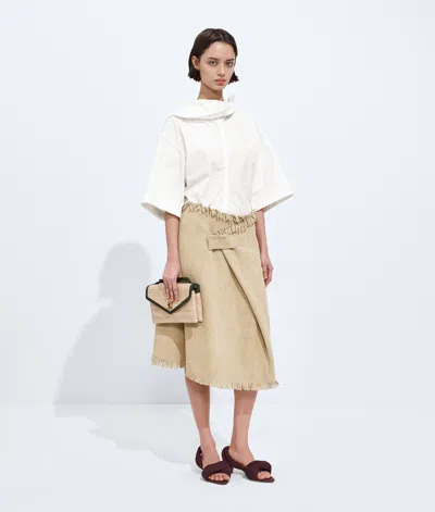 Bottega Veneta Bottega  Veneta Mini Intreccio Suede Leather Skirt In Brown