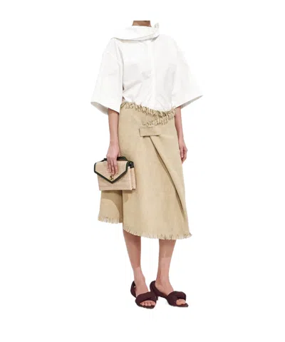 Bottega Veneta Mini Intreccio Suede Leather Skirt In Brown