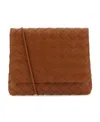 Bottega Veneta Mini Intricciato Knitted Shoulder Bag In Brown