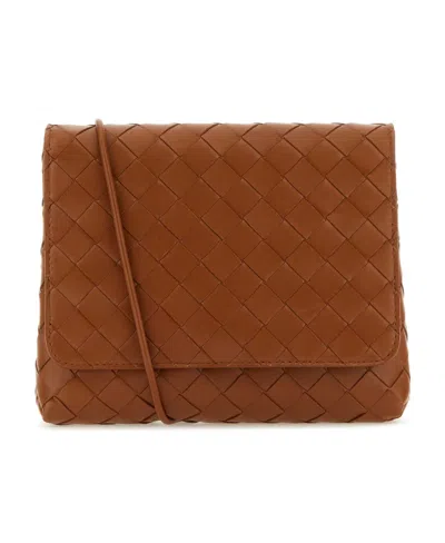 Bottega Veneta Mini Intricciato Knitted Shoulder Bag In Brown