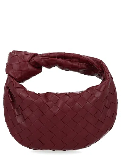Bottega Veneta Women Mini Jodie Leather Handbag With Intrecciato Motif In Burgundy