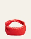 Bottega Veneta Women Mini Jodie Leather Handbag With Intrecciato Motif In Redstone