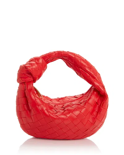 Bottega Veneta Women Mini Jodie Leather Handbag With Intrecciato Motif In Orange