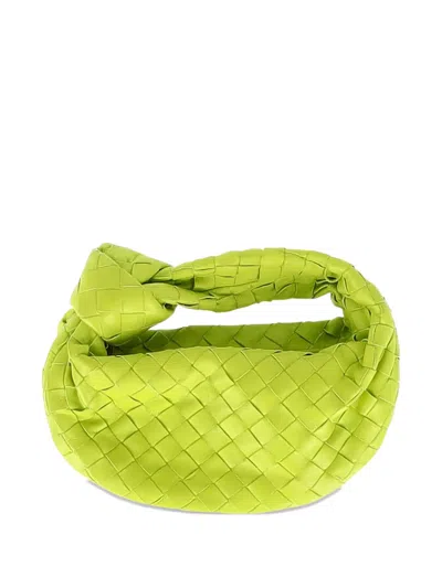 Pre-owned Bottega Veneta Mini Jodie Intrecciato-design Knot-detail Tote Bag In Green