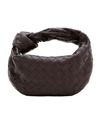 Bottega Veneta Mini Jodie Intrecciato Fondant Gold Leather Bag In Brown