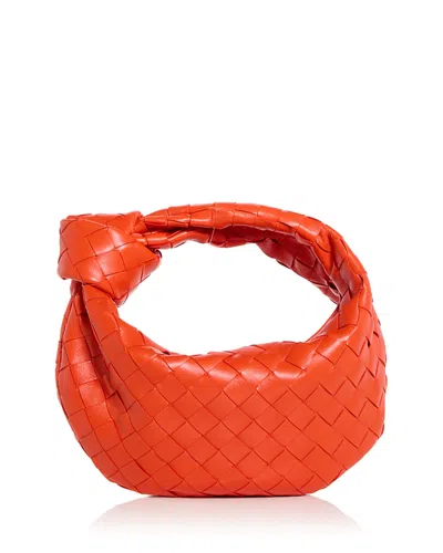 Bottega Veneta Women Mini Jodie Leather Handbag With Intrecciato Motif In Orange