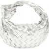 Bottega Veneta Mini Jodie Intrecciato Metallic Leather Top Handle Bag In 8101 Silverilver
