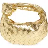 Bottega Veneta Mini Jodie Metallic Leather Top-handle Bag In 8922 Gold Brass