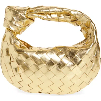 BOTTEGA VENETA BOTTEGA VENETA MINI JODIE INTRECCIATO METALLIC LEATHER TOP HANDLE BAG