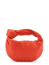 Bottega Veneta Women Mini Jodie Leather Handbag With Intrecciato Motif In Orange