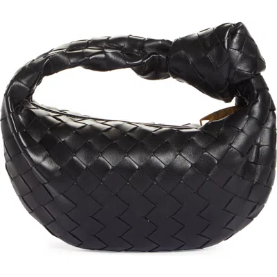 Bottega Veneta Mini Jodie Leather Hobo In Black-gold
