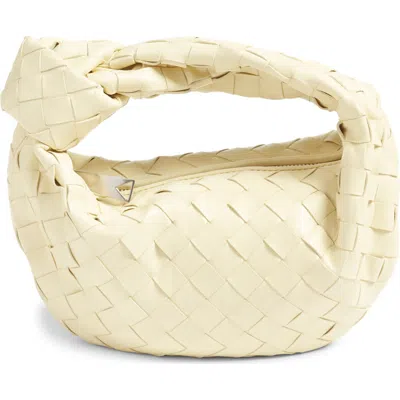 Bottega Veneta Mini Jodie Leather Hobo In Ice Cream-silver