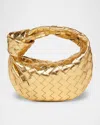Bottega Veneta Mini Jodie Metallic Leather Top-handle Bag In Gold Muse