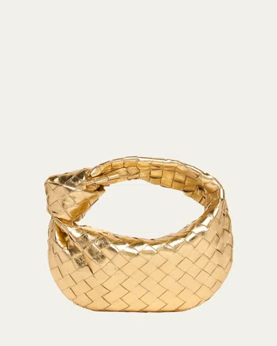 Bottega Veneta Mini Jodie Metallic Leather Top-handle Bag In Gold Muse
