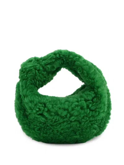 Bottega Veneta Mini Jodie Shearling Handbag In Green