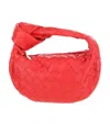 Bottega Veneta Women Mini Jodie Leather Handbag With Intrecciato Motif In Red