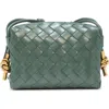 Bottega Veneta Mini Knot Detail Intrecciato Leather Crossbody Bag In Aloe/ Brass