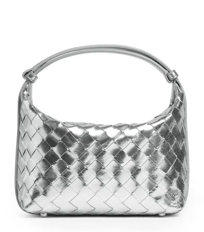 Bottega Veneta Mini Lambskin Wallace Top-handle Bag In Silver