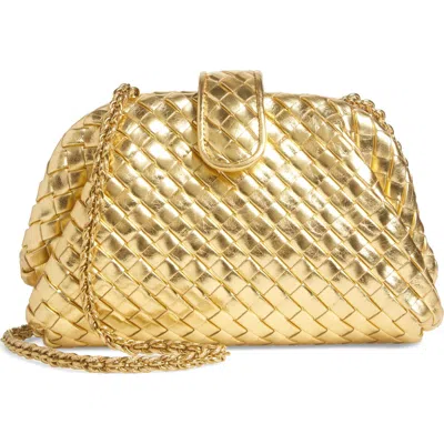Bottega Veneta Mini Lauren 1980 Intrecciato Metallic Leather Clutch