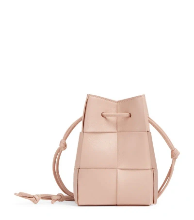 Bottega Veneta Mini Leather Bucket Bag In Pink