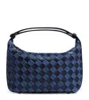 Bottega Veneta Mini Wallace Intrecciato Leather And Denim Shoulder Bag In Blue