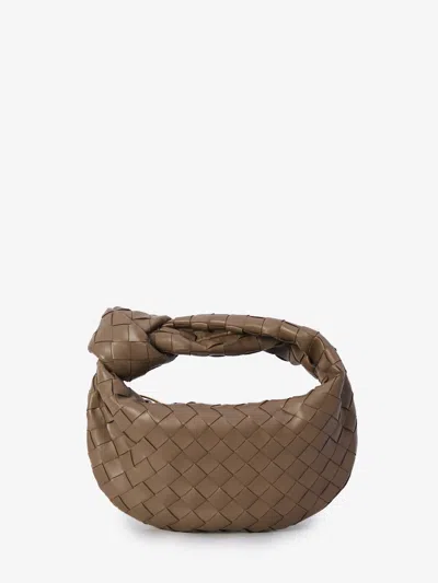 Bottega Veneta Mini Leather Handbag With Intrecciato Motif And Handle, Single Compartment Zip Closur In Marrone
