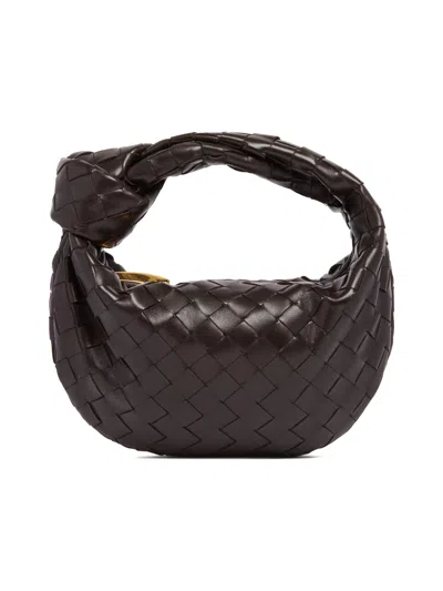 Bottega Veneta Mini Leather Handbag With Intrecciato Motif And Zip Closure - W 28 X H 10 X D 8.5 Cm In Brown