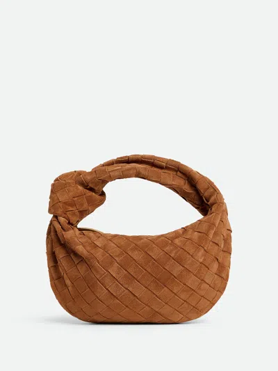 Bottega Veneta Mini Leather Handbag With Intrecciato Motif, Single Compartment & Zip Closure In Marrone