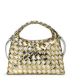 Bottega Veneta Hop Mini Intrecciato Metallic Hobo Bag In Silver