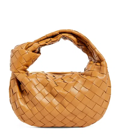 Bottega Veneta Teen Jodie Intrecciato Leather Hobo In Caramel Gold